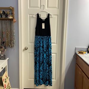 Blue and Black Tank Maxi Dress